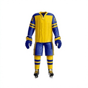 Uniforme de Hockey sobre Hielo Personalizado LONG MISSION INDUSTRY, Conjunto Blanco y Dorado con Impresión por Sublimación, Jersey Transpirable de Poliéster para Hombre, Uniforme de Equipo para Adultos - Product Image 1