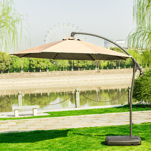 Outdoor Courtyard Umbrella 3M Banana Shape Manual Tilt Garden Patio Use Wine Red Iron Ribs - Product Image 2