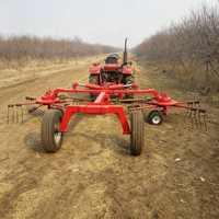 Râteau rotatif à roues entraîné par prise de force pour tracteur agricole, avec moteur, boîte de vitesses, roulement et composants essentiels de transmission