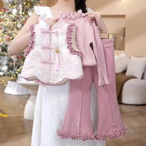 Tongxingyuan Baby Girls Chinese Style Winter Outfit Thick Fleece Lined Tang Suit Set Breathable For New Year - Product Image 3