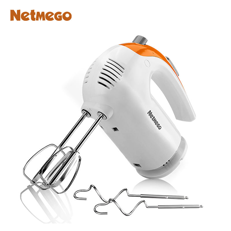 300 Watt Electric Hand Mixer with Flat Beater*2 and Dough Hooks*2 Bakery  5-Speed Mini Cake Mixer Copper Motor