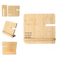 Support de charge sans fil 3 en 1 en bambou naturel, support de téléphone détachable, chargeur rapide 15W pour téléphone, écouteurs, montre connectée, logo personnalisé