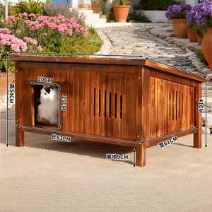 Dış Mekan Lüks Masif Ahşap Üçgen Köpek Mobilyası Kedi Köpek Kulübesi Evrensel Su Geçirmez Yağmur Geçirmez Soğuğa Dayanıklı Büyük Her Mevsim - Product Image 4