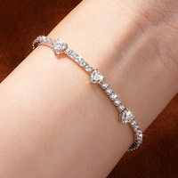 Bracelet en or 14 carats plaqué or, chaîne et maillons, bijoux fantaisie, bracelet complet en moissanite en forme de cœur, cadeau avec certificat