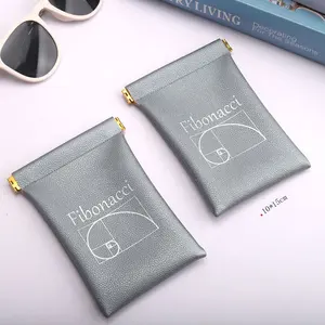 High Quality Waterproof PU Leather Sunglasses Bag Custom Logo Printed Reusable Lipstick Cosmetic Photo Storage Leather Pouch