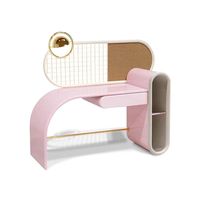 Escritorio Infantil para Niña, Estudiante de Primaria, con Luz, Escritorio de Estudio para Apartamento Pequeño, Escritorio de Computadora para Habitación de Princesa Rosa