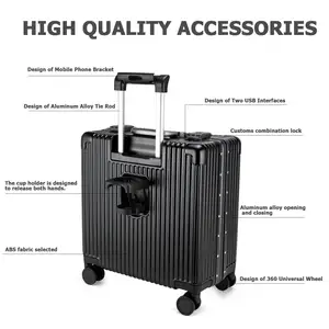 Koper bagasi 3 potong, Set perenggang + koper PC dengan kunci TSA UKURAN 20 inci 24 inci 28 inci (kotak putih)