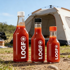 Botellas de vidrio transparentes vacías de 100 ml, 150 ml, 250 ml, 5 oz para salsa picante, con tapa de rosca negra de plástico hermética y tapa roja. - Product Image 4