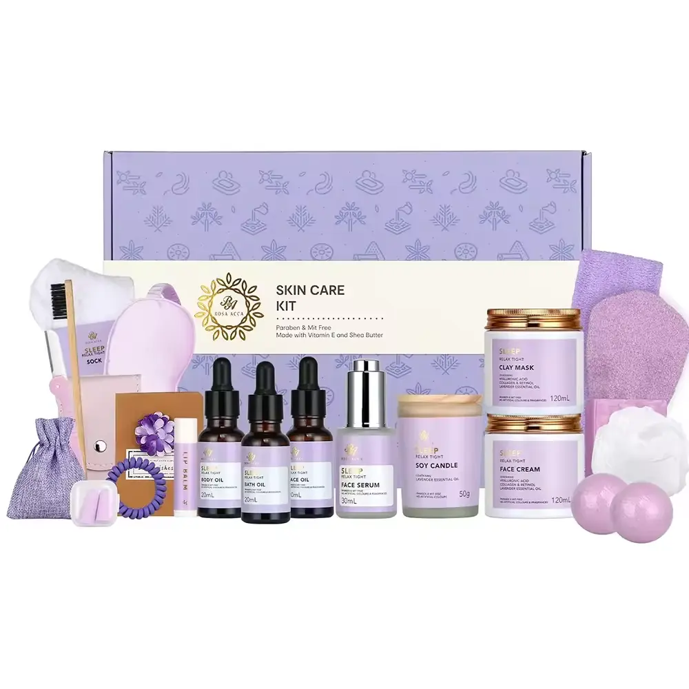 Custom Brand Facial Skin Care Set Packaging Mailer Pr Box Bath Spa Body Spa Kit Gifts Packing essential oil Vitamin E Paper Box