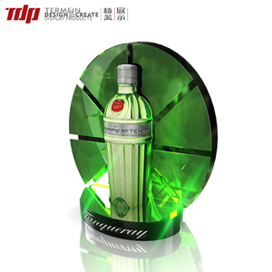 Exhibidor <span class=keywords><strong>de</strong></span> Cerveza con Iluminación LED Circular TDP, Base Acrílica Verde, Glorificador <span class=keywords><strong>de</strong></span> Botellas <span class=keywords><strong>de</strong></span> Whisky <span class=keywords><strong>y</strong></span> Licores - Product Image 1