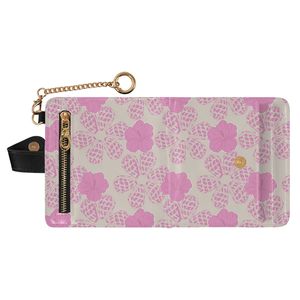 Hawaii Women <b>RFID</b> <b>Blocking</b> <b>Wallet</b> Slim PU Leather Card Holder Floral Print Mini Purse with Wrist Strap Chain Key Ring - Product Image 2