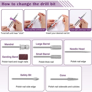 Taladro Eléctrico para Manicura, Juego de 5 Brocas para Remover Cutículas de Gel, 30000 RPM - Product Image 4