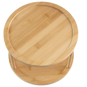 Bamboo Double Layer Round Spice <b>Rack</b> <b>Kitchen</b> Countertop Organizer Minimalist Design Multi Function Storage - Product Image 3