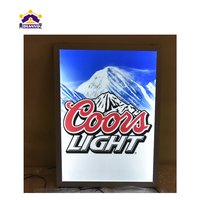 Kotak lampu Poster film aluminium ultratipis LED kustom bingkai gambar hitam ramping Snap kotak lampu Menu Led