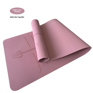 Tapete de Yoga <span class=keywords><strong>TPE</strong></span> de 6mm de Grosor, Antideslizante, con Absorción de Impactos, con Línea de Posición y Función de Cuerda para Saltar, Venta al Por Mayor de Fábrica - Product Image 1