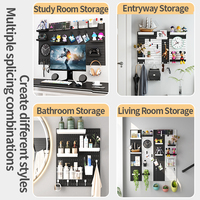 Rak Penyimpanan Dinding Pegboard Hemat Ruang untuk Kamar Mandi, Garasi, Ruang Tamu, Pajangan Perlengkapan Rumah Tangga