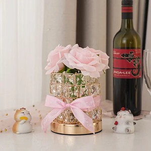 4 Layer Crystal Cube Rose Lamp USB Touch Three-tone Lighting Bedside Night Light LED <b>Table</b> Lamp Warm Lighting Home Desktop Decor - Product Image 5