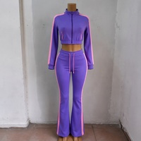 Ensemble 2 pièces en velours Y2K 2026 pour grandes tailles, veste et pantalon en velours color block, personnalisable avec logo, collection automne-hiver