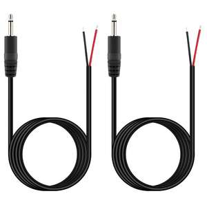 Penggantian 3.5mm steker Male kawat telanjang ujung terbuka TS 2 tiang Mono 1/8 "Plug Jack konektor kabel Audio elektronik - Product Image 1