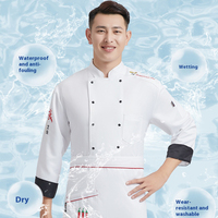Uniformes de chef de cuisine haut de gamme à manches longues, vêtements de cuisine confortables et tenues de serveur brodées pour hommes/femmes dans les restaurants chinois-occidentaux