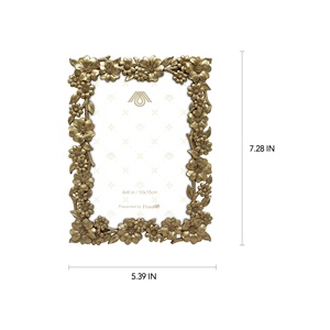 Floral Rectangle Zinc Alloy <b>Gold</b> Eco-Friendly <b>Photo</b> <b>Frame</b> - Product Image 2