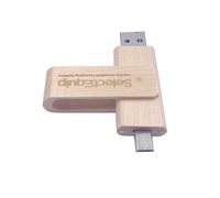 Clé USB en bois pivotante de 16 Go avec logo personnalisé Stylo rotatif en bois de type C au design simple et élégant Styles OTG Cadeaux d'entreprise