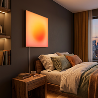 Kotak Lampu LED Sunset Art Deco LUZ Square dengan Dimmer Tombol Sentuh dan Bingkai Aluminium untuk Dekorasi Rumah