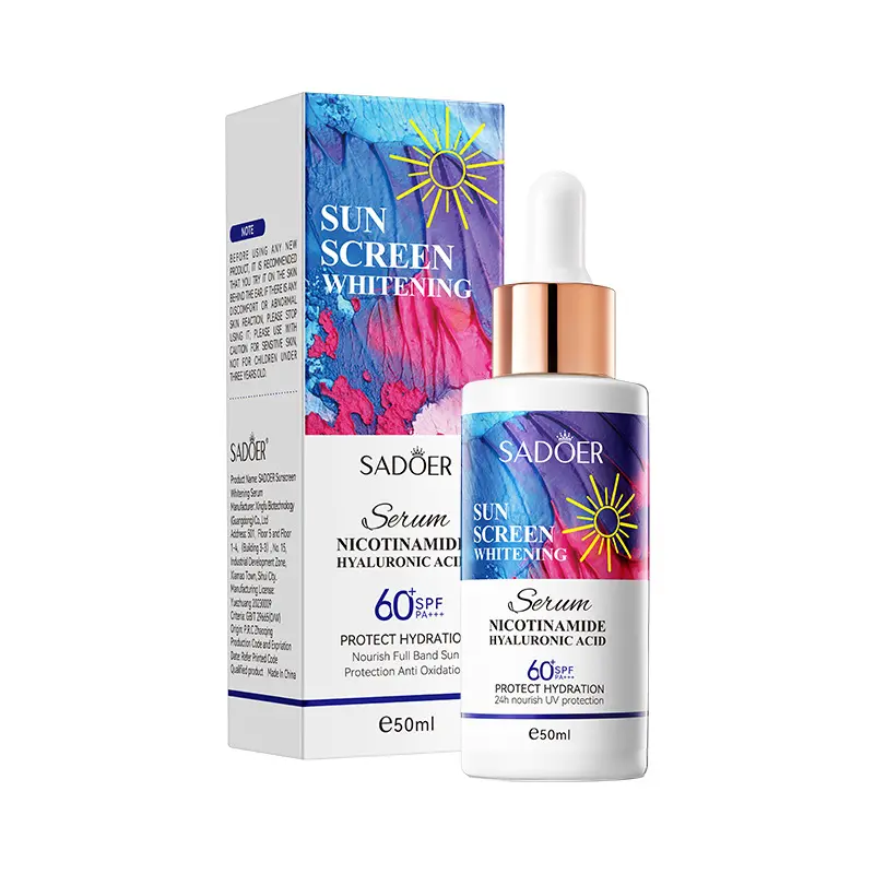 Private Label Organic Natural Skincare Whitening Anti Aging Niacinamide Hyaluronic acid spf 50 Sunscreen Serum