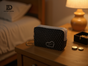 Heart Shaped Octagonal Coin Purse Mini Size Zipper Closure Wrist Strap Unisex Microfiber <b>Synthetic</b> <b>Leather</b> - Product Image 2