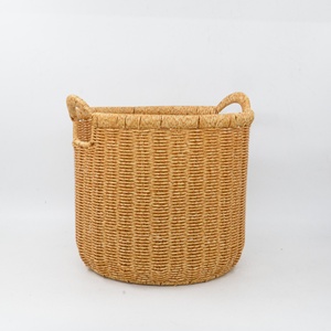 Huangtu new style woven plastic rattan laundry basket&dirty clothes basket wholesale