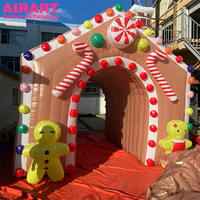 Tunnel gonflable personnalisé pour entrée de fête commerciale, thème maison de bonbons, Joyeux Noël, pour accueil festif