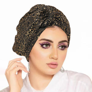 Nouveau bonnet hijab plissé à nœuds et sequins pour femmes musulmanes, turban <span class=keywords><strong>chimio</strong></span> extensible, <span class=keywords><strong>foulard</strong></span> pour <span class=keywords><strong>perte</strong></span> de <span class=keywords><strong>cheveux</strong></span>, mode indienne, bonnet femme - Product Image 2
