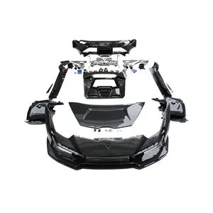 Car Styling Dry Carbon Car Bumper Parachoques trasero Kit de cuerpo de escape para Lamborghini Huracan LP580 LP610 Convertible Tecnica Bodykit