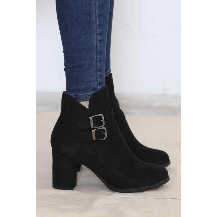 7 Cm Heeled Boots Suede Black - 12187.264. FURHA D.L