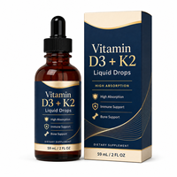 Complément Liquide OEM Vitamine D3 K2 5000 UI Haute Absorption à Base d'Huile MCT en Gouttes pour la Densité Osseuse et le Bien-être Immunitaire