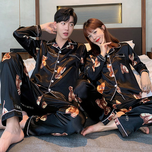 Nuevo diseño de seda de satén para parejas y amantes Pijamas de manga larga para hombres y mujeres - Product Image 6
