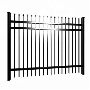 Black Palisade Wrought Iron Panels Home Garden Decorative Tubular Steel Fence Farm Fencing Wire