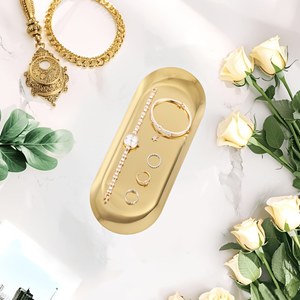 Bandeja <span class=keywords><strong>de</strong></span> Servicio <span class=keywords><strong>de</strong></span> Metal Dorado - Organizador Decorativo para Baño y Tocador para Perfumes, Joyas, Llaves y Pequeños Accesorios - Product Image 6