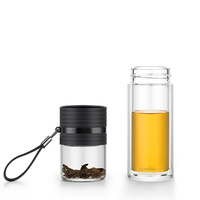 Vente en gros de tasses à thé portables à double paroi en verre borosilicate résistant à la chaleur, écologiques, 238 ml, avec infuseur et couvercle