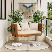 Fauteuil suspendu en corde tressée pour porche, imperméable et résistant aux UV, pour terrasse, cour et jardin (1 place/2 places)