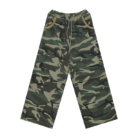 Pantalon de survêtement camouflage pour homme, coupe large, taille élastique avec cordon de serrage, poches contrastées, logo personnalisé