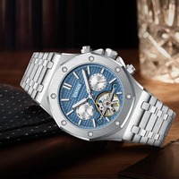 KINYUED J121 Fabrik-Tourbillon Neues Modell Automatische Wasserdichte Edelstahl-Armbanduhr Luxus Herren Automatische Mechanische Uhren