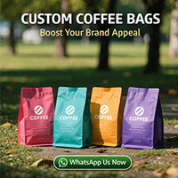 Sacs à café personnalisés avec logo imprimé, emballage avec valve, sac à café en kraft, sac à fermeture éclair en papier kraft