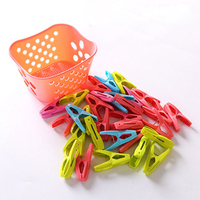 Lot de 30 pinces à linge en plastique avec panier de rangement – Grandes pinces à linge en plastique avec panier pour vêtements et couettes