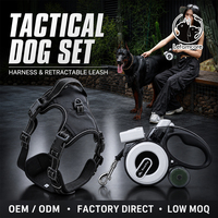 Harnais et laisse pour chien de grande race, robuste, anti-traction, gilet tactique réfléchissant, laisse rétractable de 16 pieds