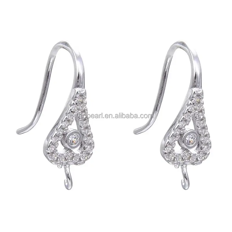 SSE318 Clear CZ Zircon Micro Setting Sterling orecchini ganci risultati dei gioielli