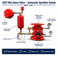 Katup Alarm Basah ZSFZ DN100 DN150 DN200 1.2MPa Sistem Sprinkler Otomatis Ruang Tunda Alarm Motor Air OEM Besi Cor Tahan Lama