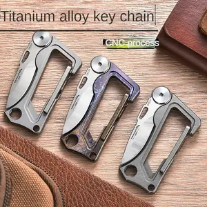 2024 Titanium Alloy EDC Metal Key Chains Foldable Knife Key Chains Wholesale Quick Release Backpack Buckle/hook Luxury Key Chain