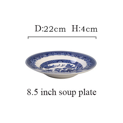 Assiette creuse bleue de 8,5 pouces