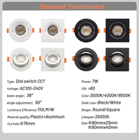 Kinglight Lampu Downlight Mini Modern untuk Plafon, Bahan PC, 5W LED Spotlight, IP20, CRI80, 3000-6500K, Bulat Persegi